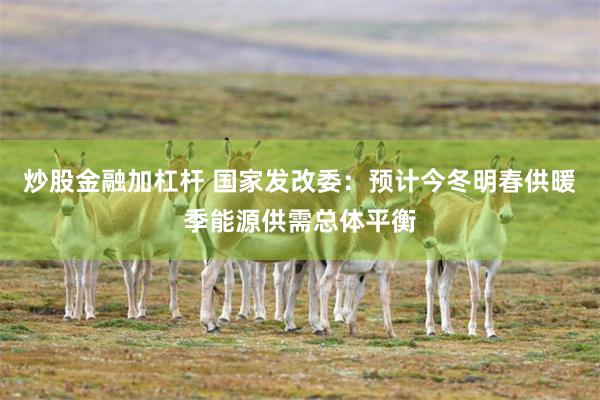 炒股金融加杠杆 国家发改委：预计今冬明春供暖季能源供需总体平衡
