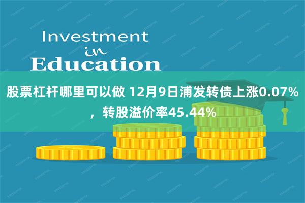 股票杠杆哪里可以做 12月9日浦发转债上涨0.07%，转股溢价率45.44%