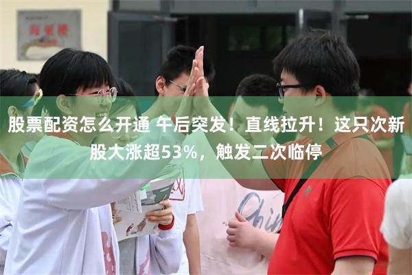 股票配资怎么开通 午后突发！直线拉升！这只次新股大涨超53%，触发二次临停
