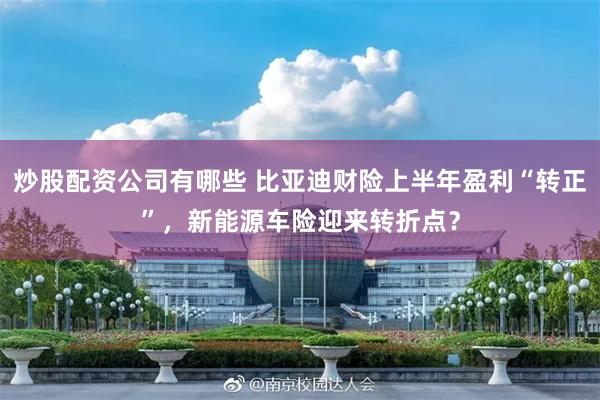 炒股配资公司有哪些 比亚迪财险上半年盈利“转正”，新能源车险迎来转折点？