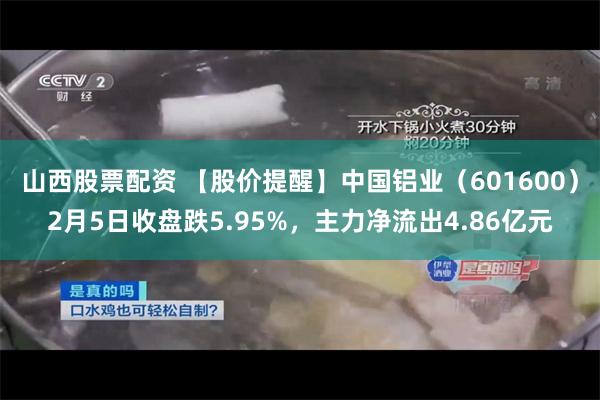 山西股票配资 【股价提醒】中国铝业（601600）2月5日收盘跌5.95%，主力净流出4.86亿元