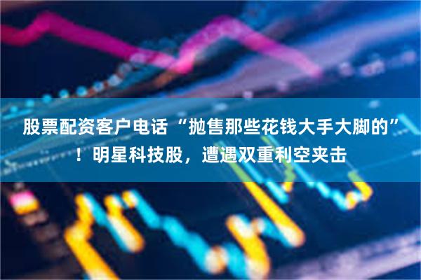 股票配资客户电话 “抛售那些花钱大手大脚的”！明星科技股，遭遇双重利空夹击