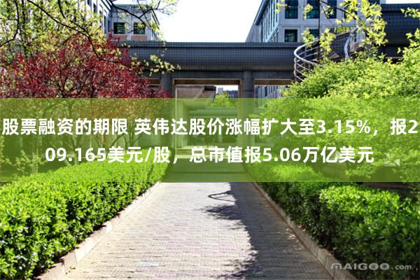 股票融资的期限 英伟达股价涨幅扩大至3.15%，报209.165美元/股，总市值报5.06万亿美元