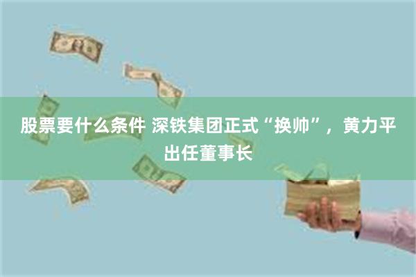 股票要什么条件 深铁集团正式“换帅”,黄力平出任董事长