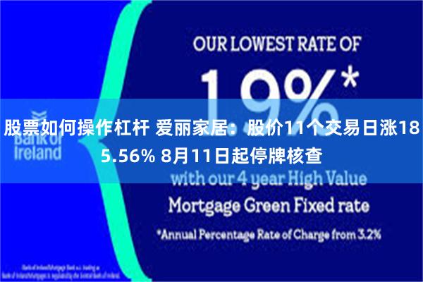 股票如何操作杠杆 爱丽家居：股价11个交易日涨185.56% 8月11日起停牌核查