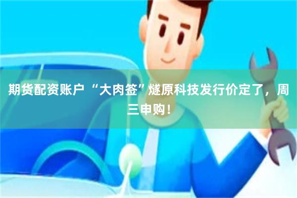 期货配资账户 “大肉签”燧原科技发行价定了，周三申购！