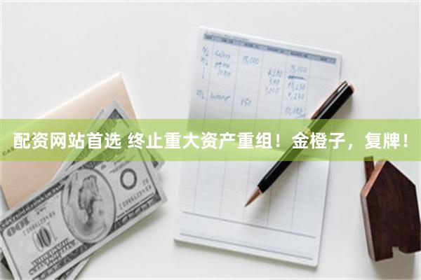 配资网站首选 终止重大资产重组！金橙子，复牌！