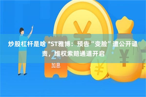 炒股杠杆是啥 *ST雅博：预告“变脸”遭公开谴责，维权索赔通道开启