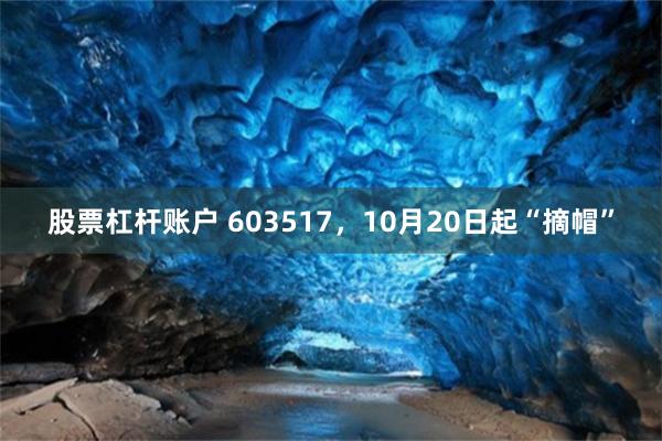 股票杠杆账户 603517，10月20日起“摘帽”